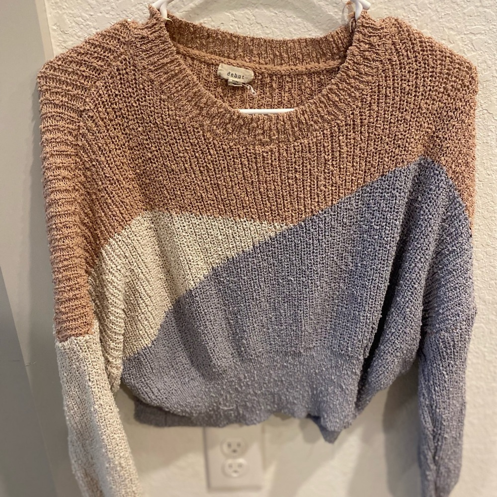 Debut Brown and Cream Crew Neck Sweater